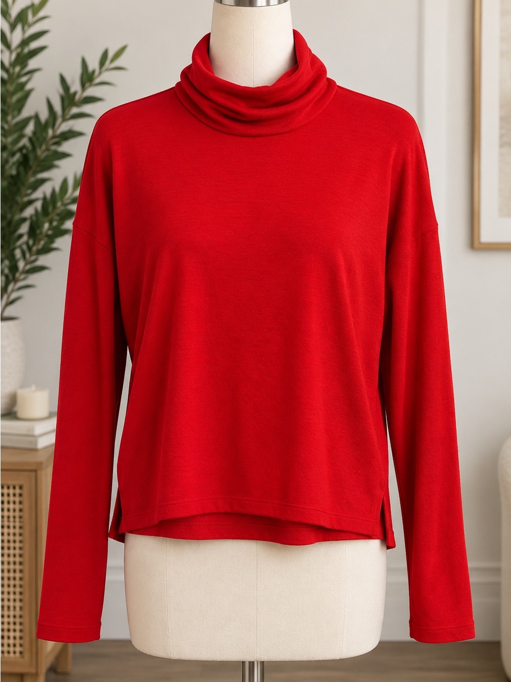 Banana Republic LuxeSpun Red Cowl Neck Top Size S